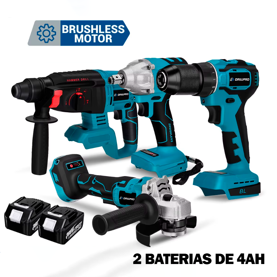 Kit de 4 Máquinas a Bateria BRUSHLESS | BRICOMAQ ™
